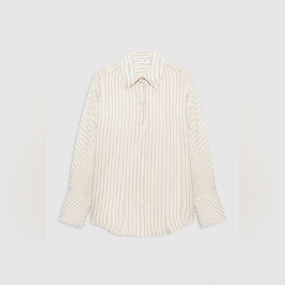 NWT Anine Bing Bridget Shirt in‎ Ivory & Black in XS - Picture 4 of 15